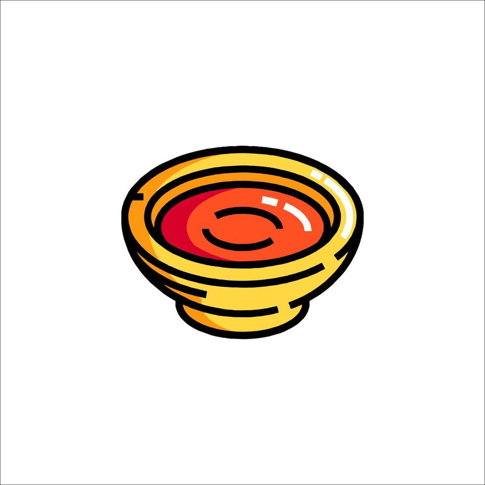 A bowl of sauce is shown in a line style vector