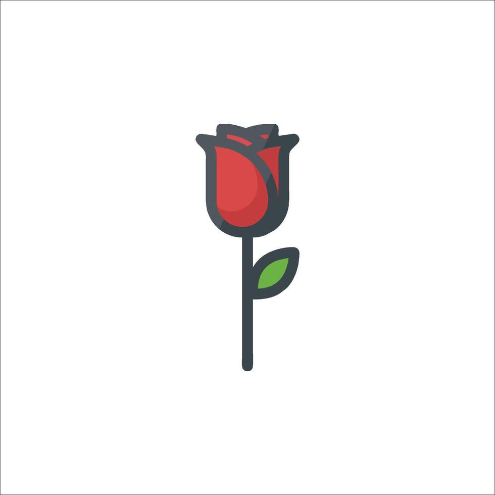 A red rose is shown on a white background vector