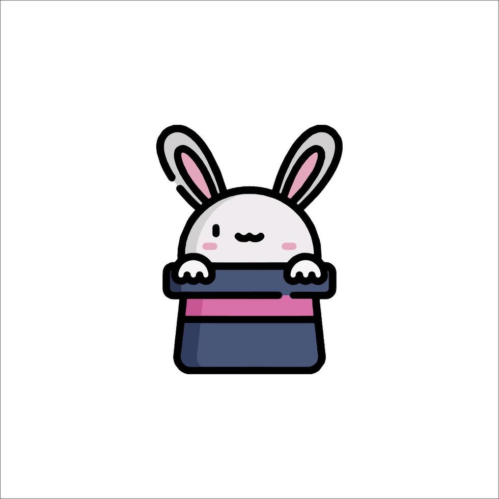 A cute bunny in a box with a pink and blue stripe vector