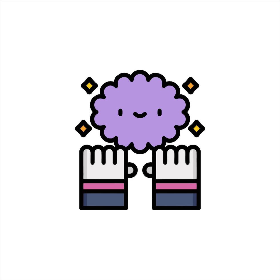 A purple cloud with hands and a smile vector