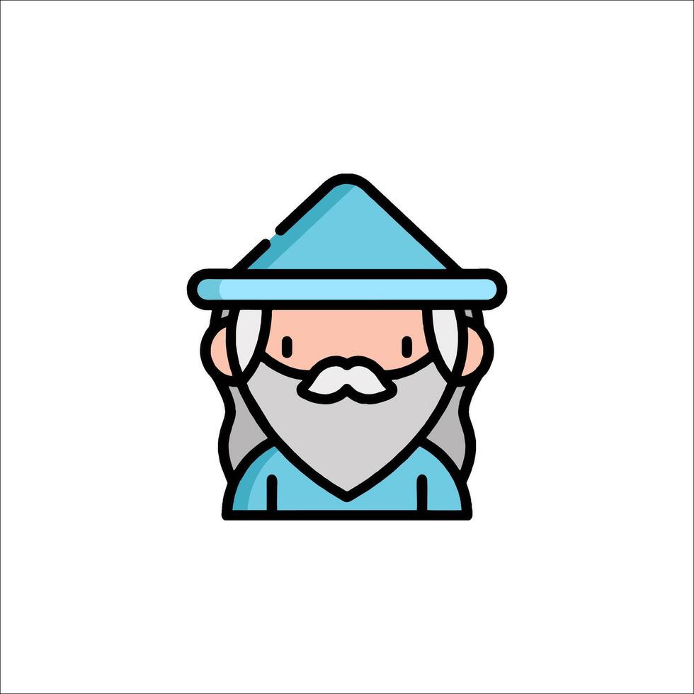 A wizard with a hat and beard icon vector