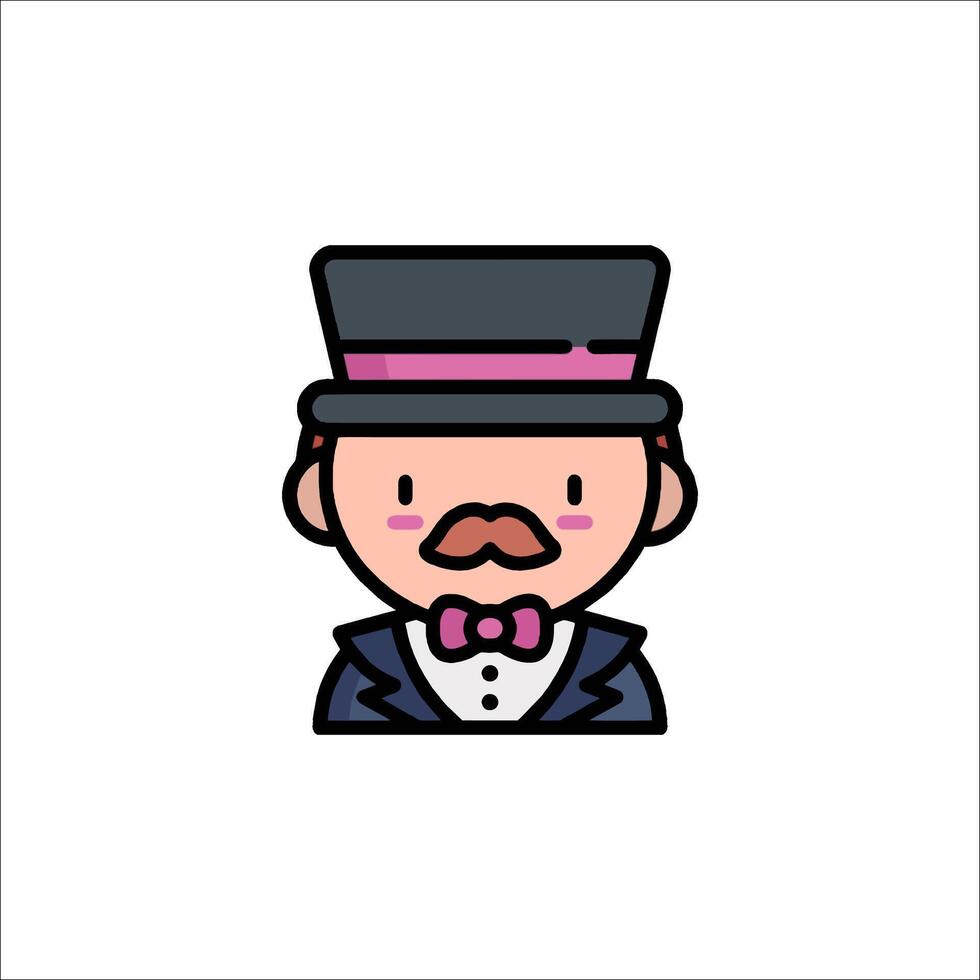 A cartoon man in a top hat and bow tie vector
