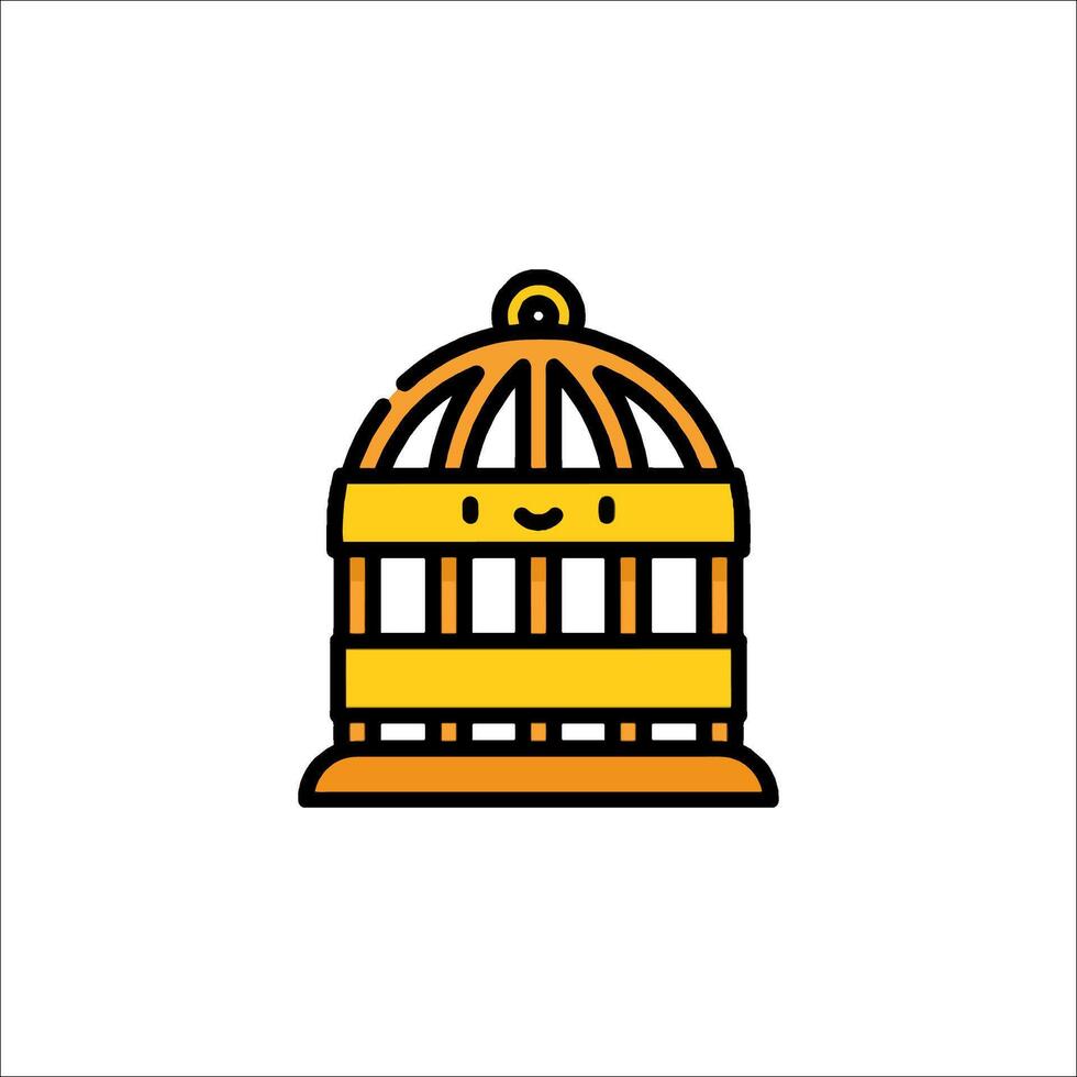 A birdcage icon with a smiley face vector