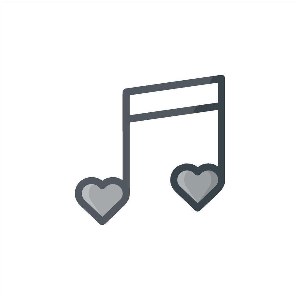 Music note with hearts icon, illustration vector