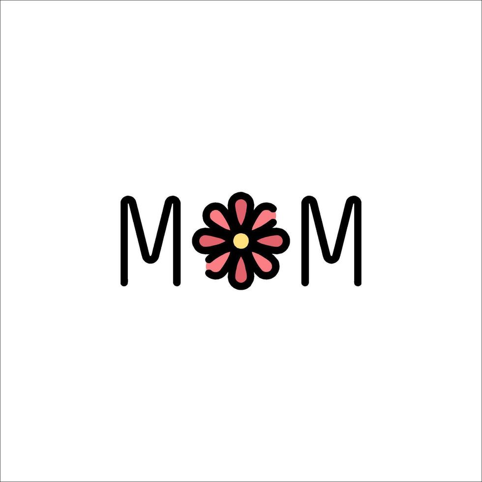 Mom logo design with flower and the word mom vector
