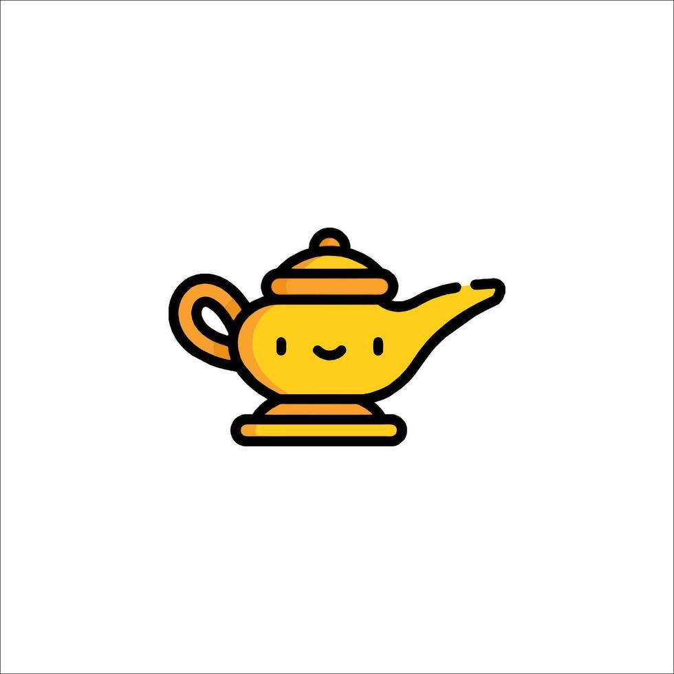 A cartoon magic lamp with a smiley face vector