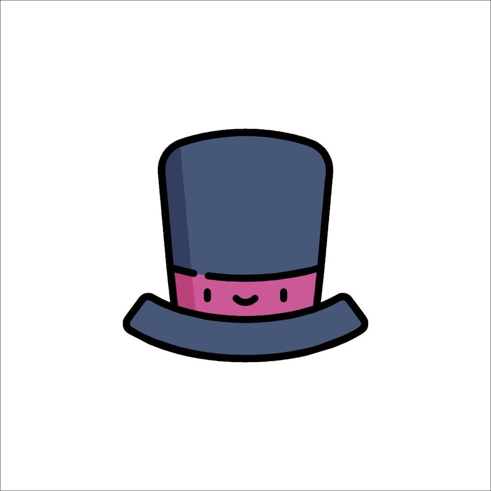 A cartoon top hat with a pink ribbon vector