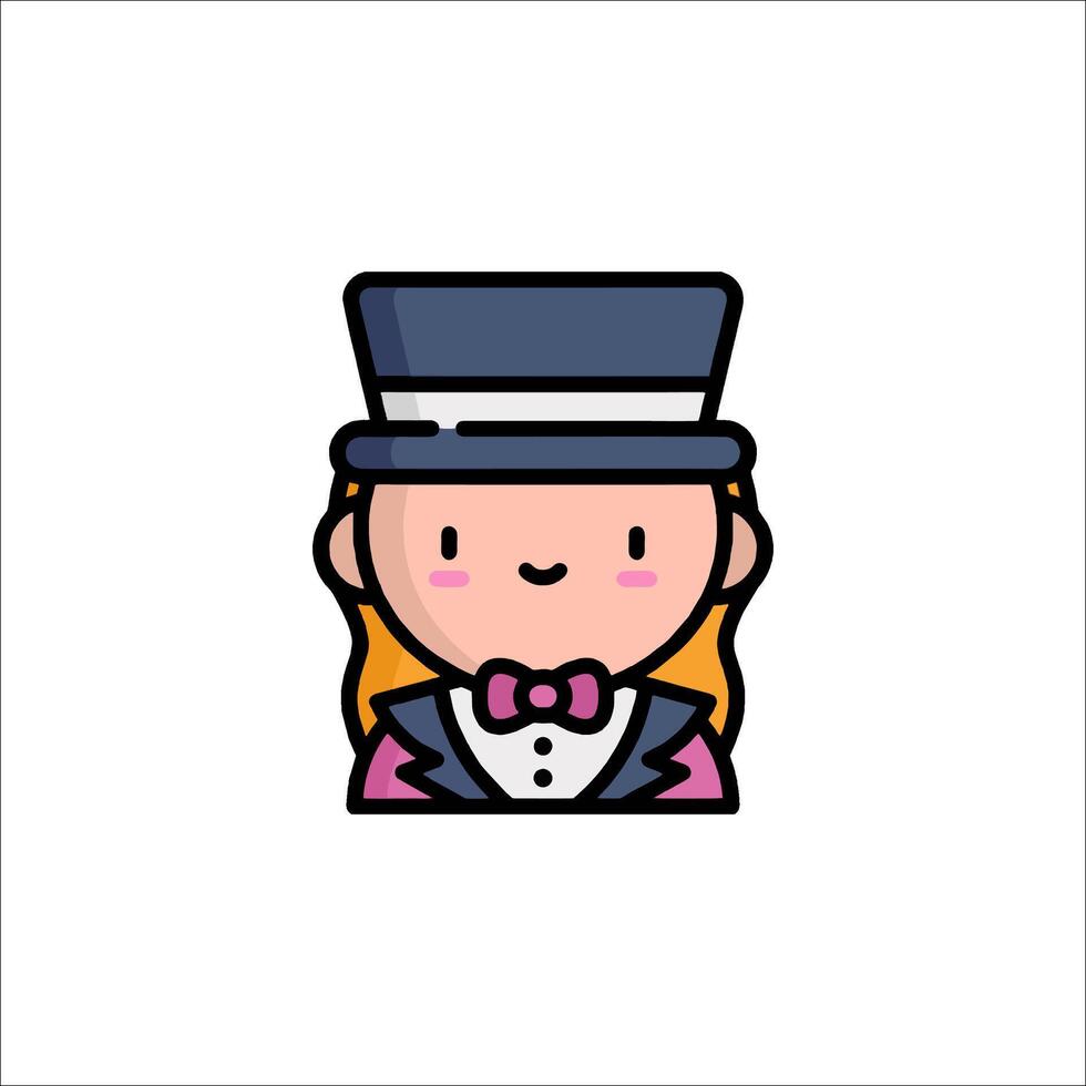 A cartoon character wearing a top hat and bow tie vector