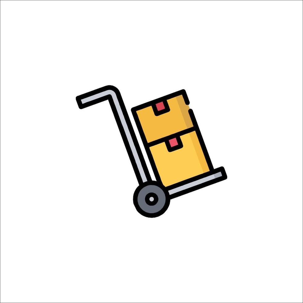 Hand truck icon with boxes on it vector