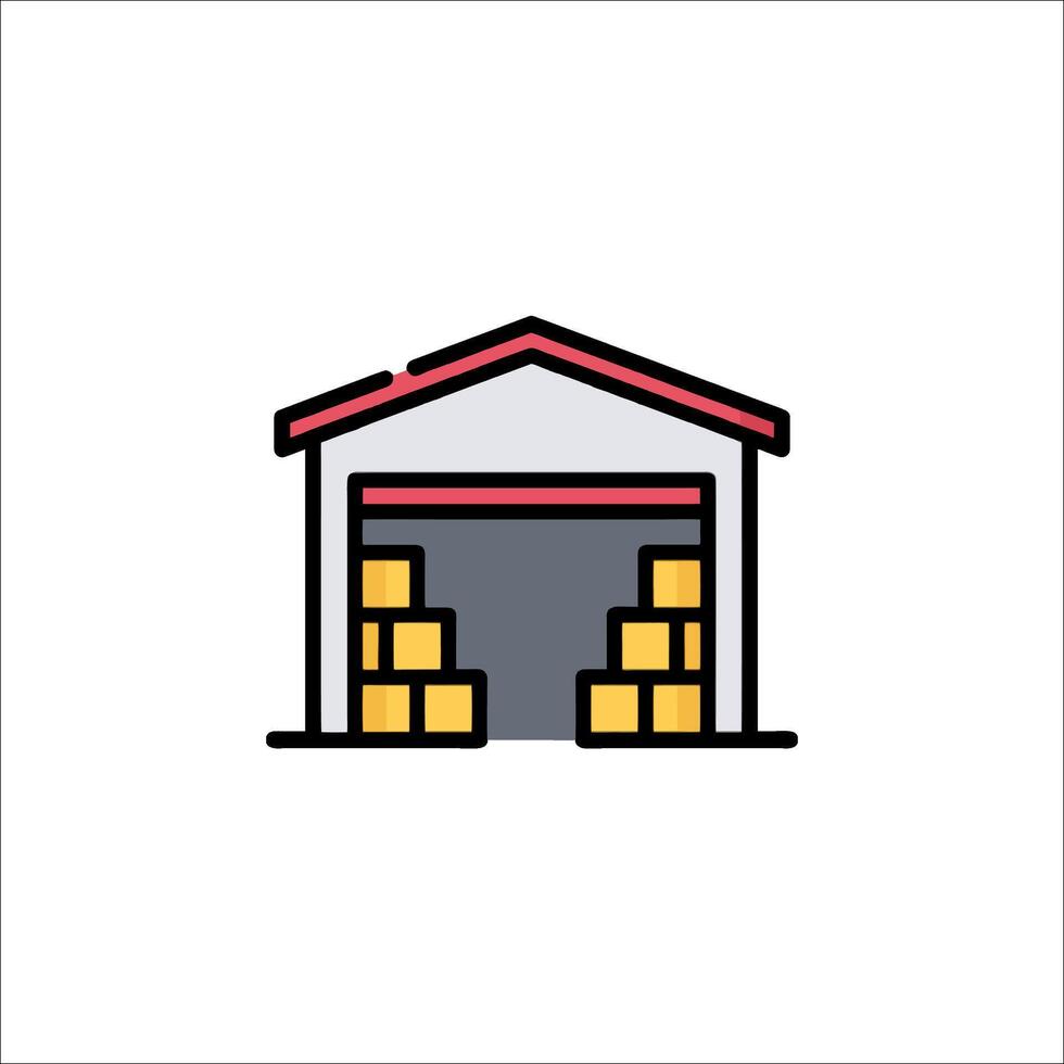A warehouse with stacks of bricks vector