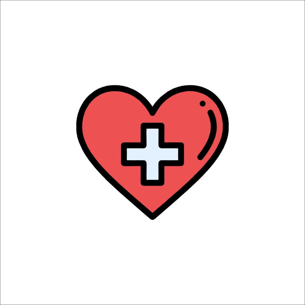 A red heart with a cross on it vector