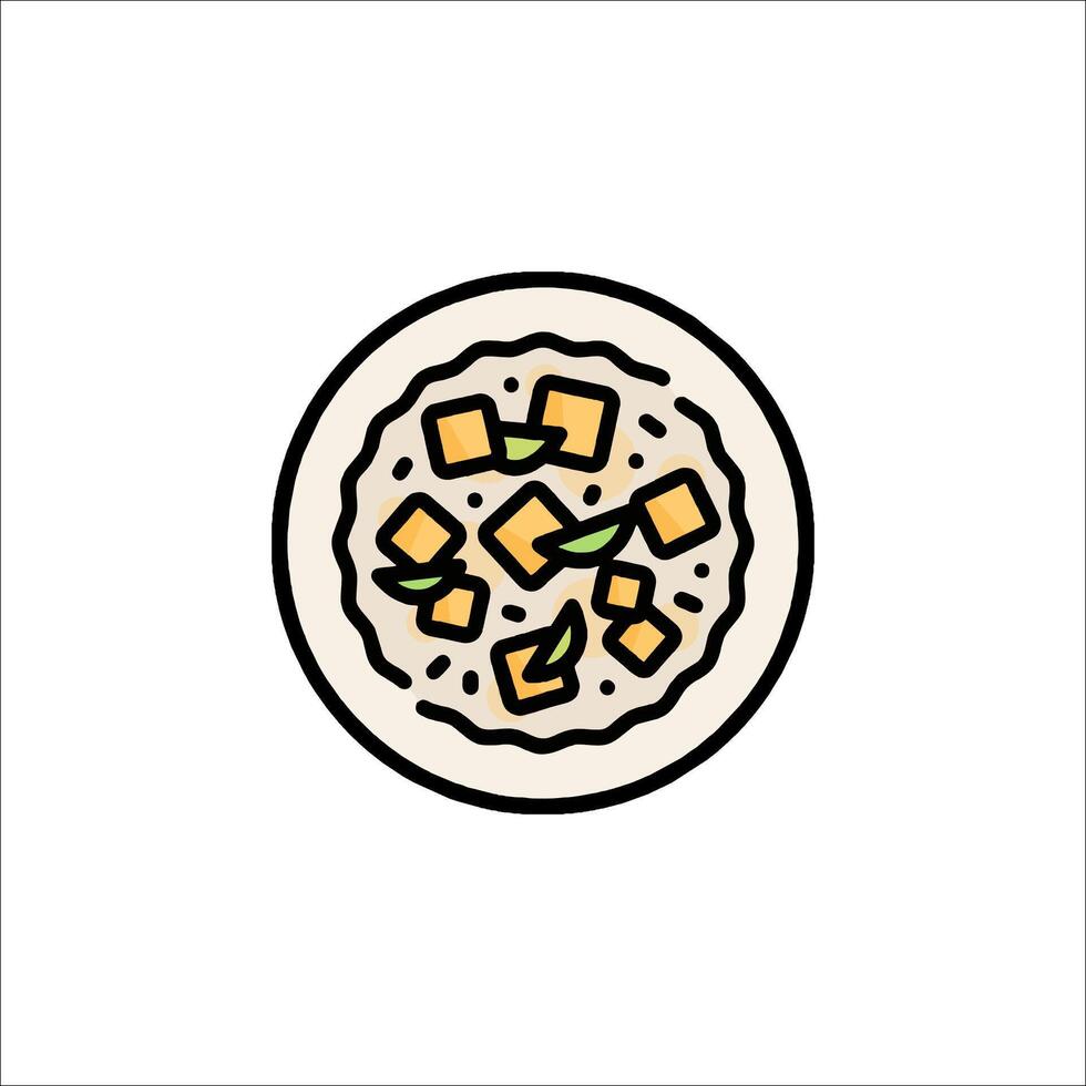 A plate with food on it in a line drawing vector