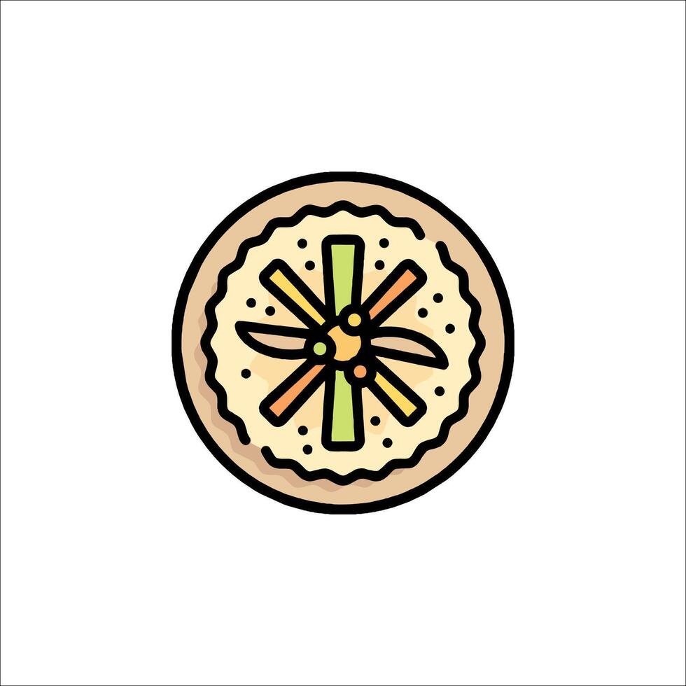 A pizza with a cross on it vector