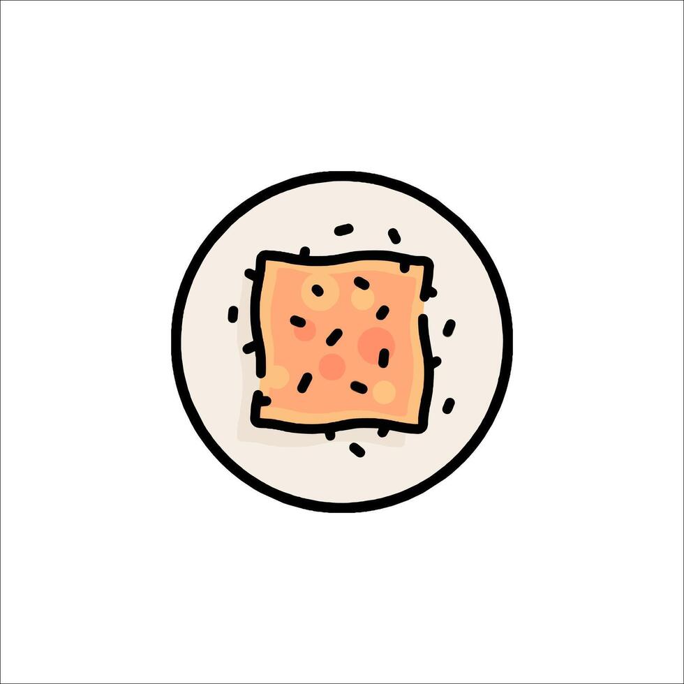 A plate with a piece of bread on it vector