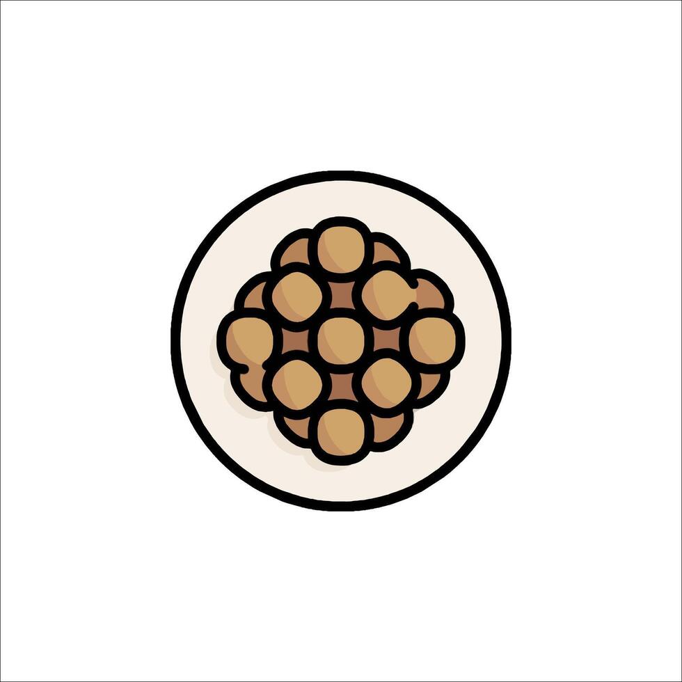 A bowl of rice with a few pieces of meat vector