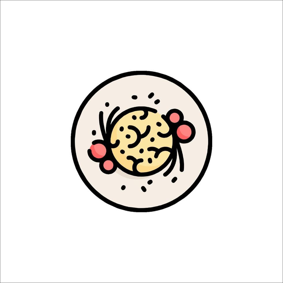 A plate with food on it in a line style vector