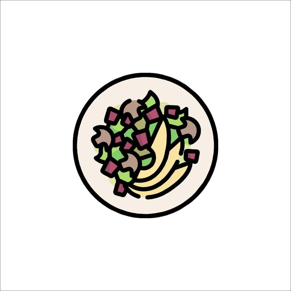 A plate with a bowl of food in it vector