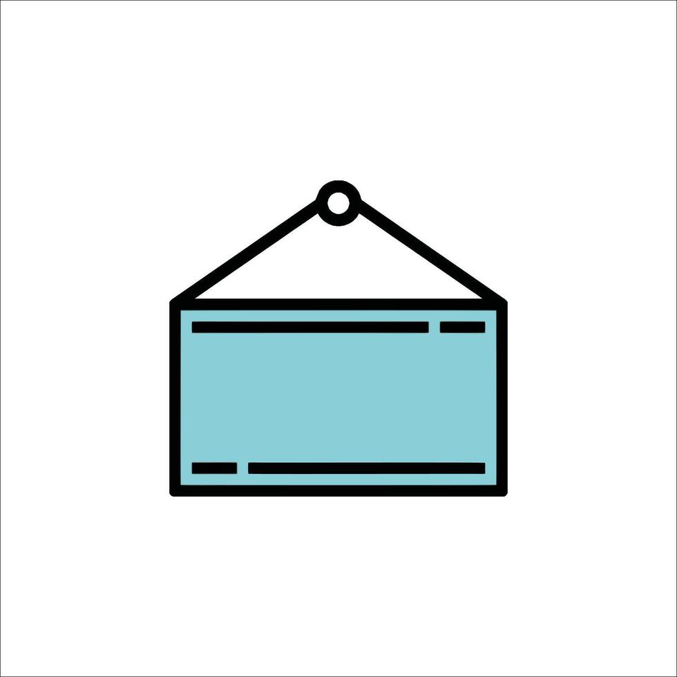 A blue sign hanging on a wall vector