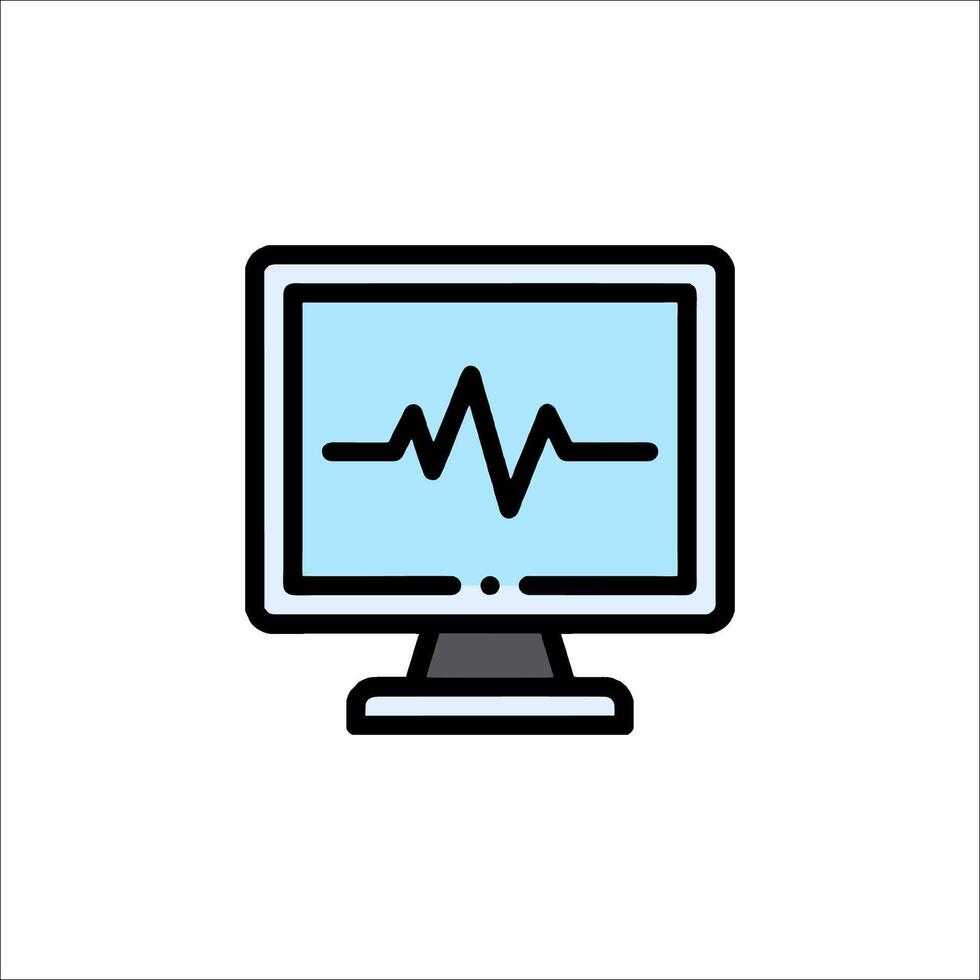 Monitor with heartbeat icon on white background vector