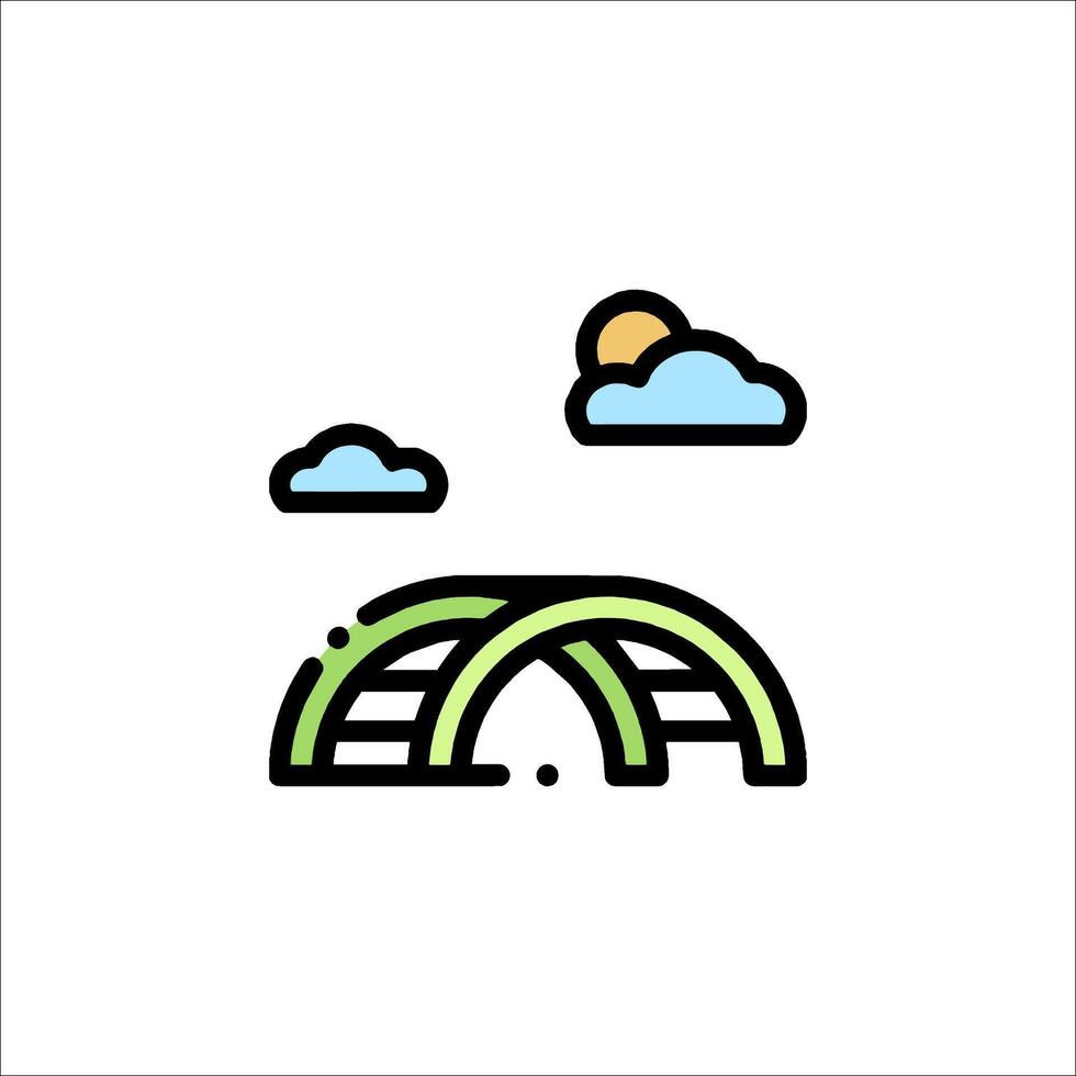 A bridge with clouds and a sun in the background vector