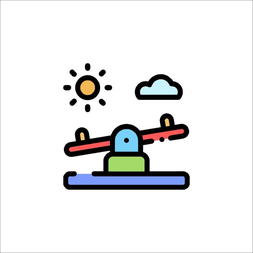 A seesaw icon with a sun and clouds vector