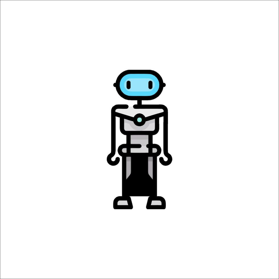 A robot with a blue head and black body vector