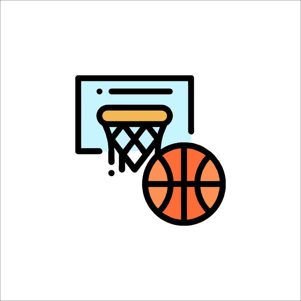 Basketball ball and hoop icon on white background vector
