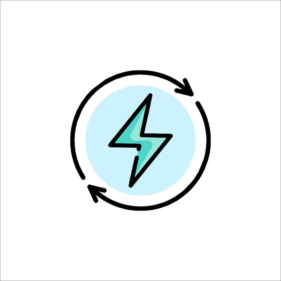 A lightning bolt icon in a circle vector