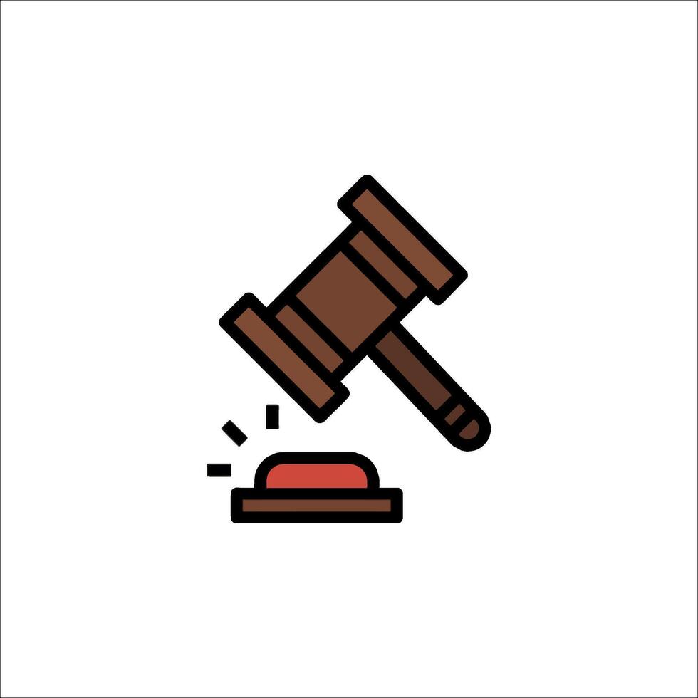 A judge's gavel hitting a red button vector