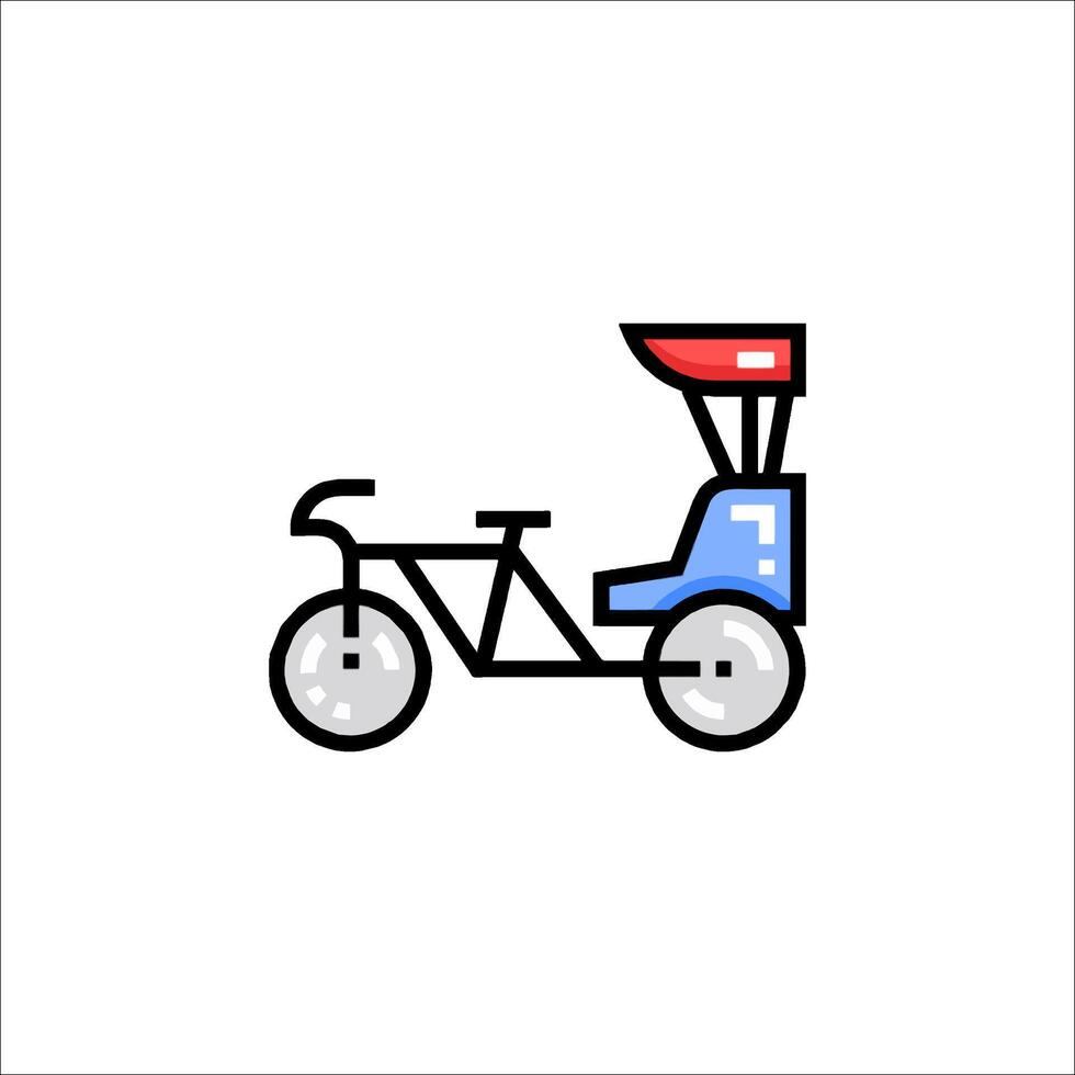 A bicycle with a red and blue umbrella on it vector