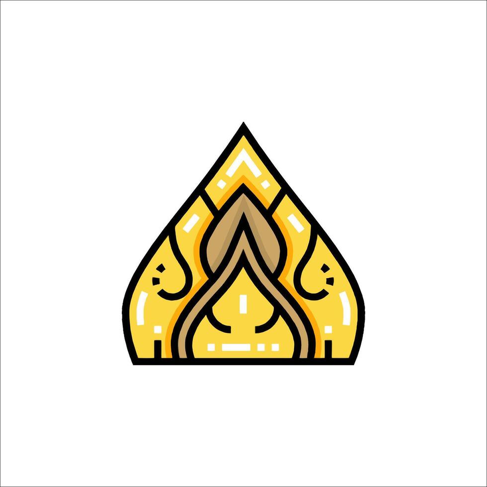 A golden temple icon with a leaf on top vector