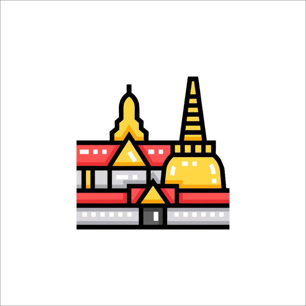 The golden temple icon in a flat style vector