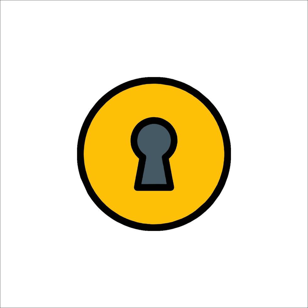 A yellow circle with a keyhole in it vector
