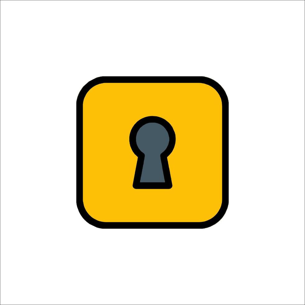 A yellow square with a keyhole icon vector