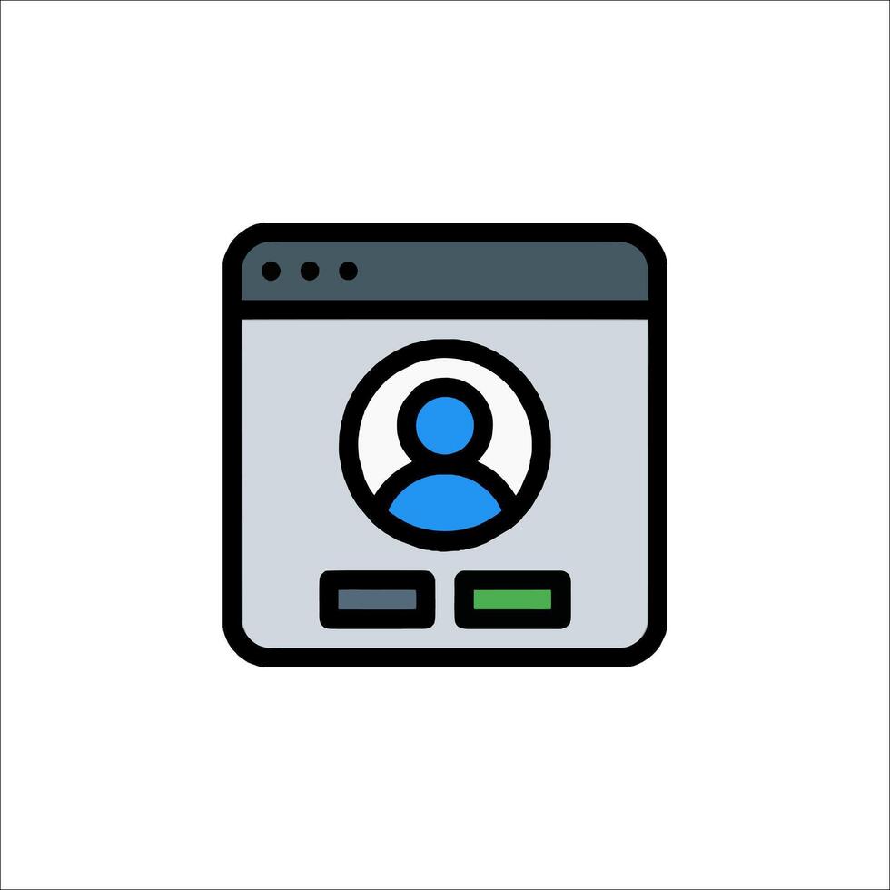 un persona es en un computadora pantalla con un azul icono vector