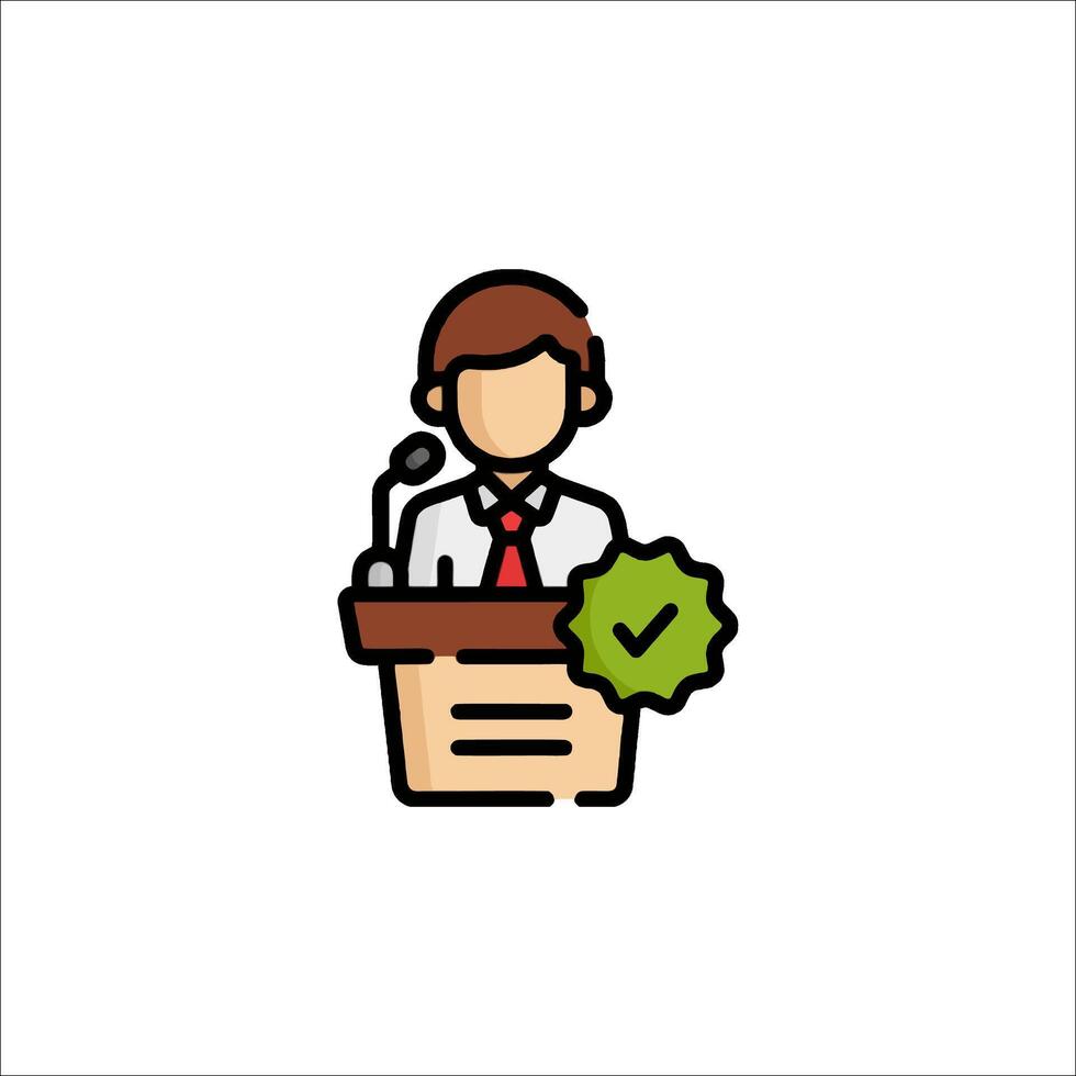 Speaker at podium icon illustration vector