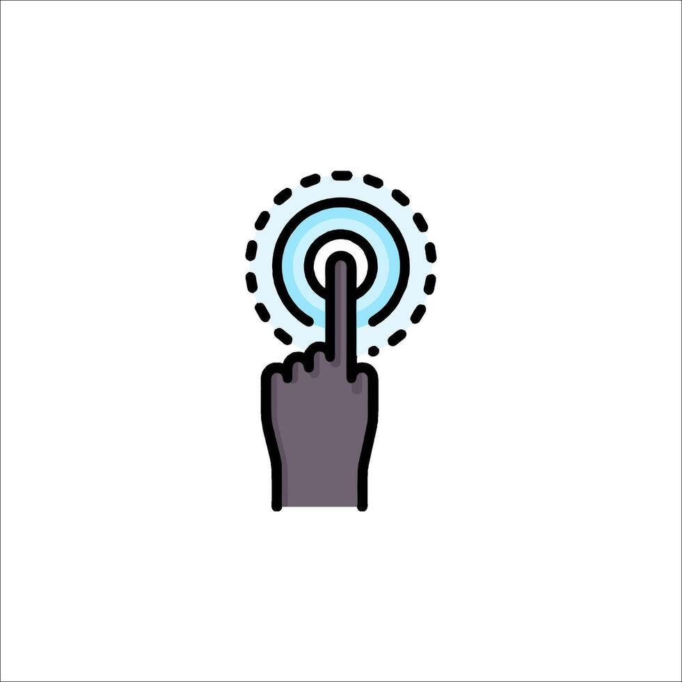 A hand pressing a button on a white background vector