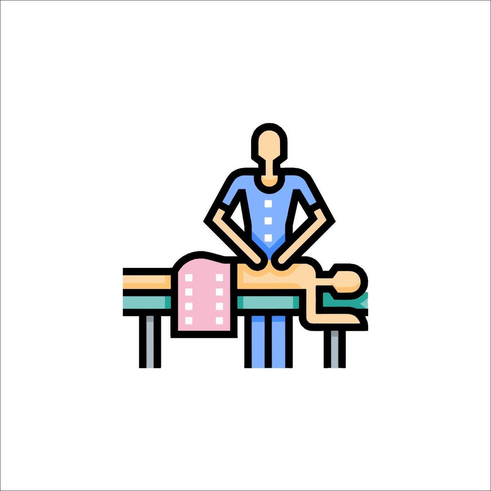 A man is getting a massage on a table vector
