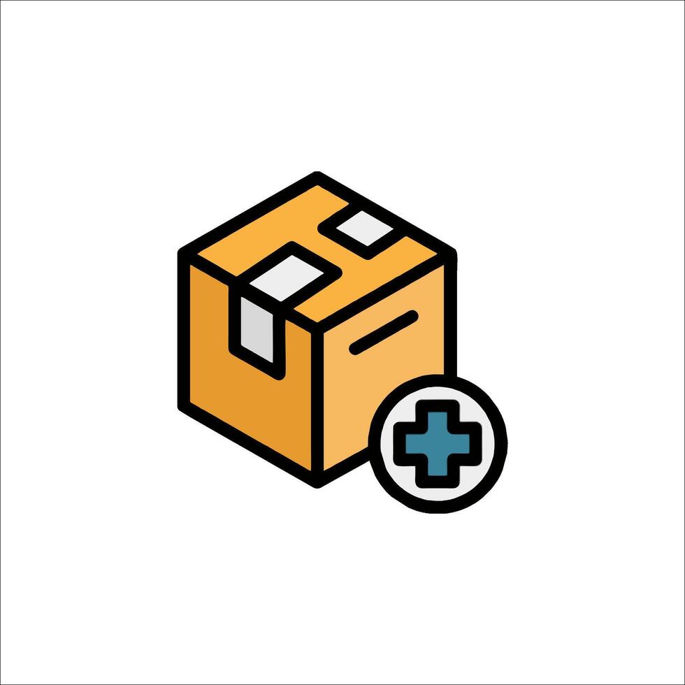 A box with a cross on it and a plus sign vector