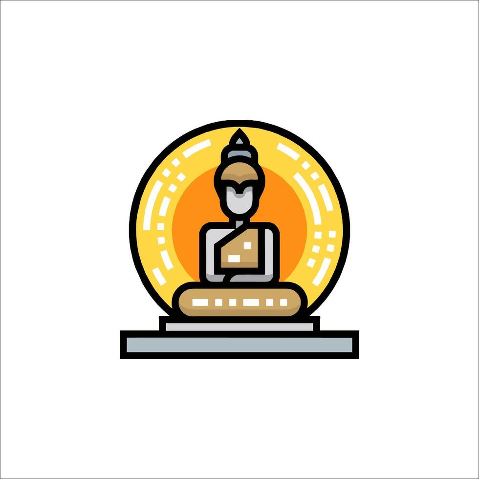 A buddha statue in a round glass vector