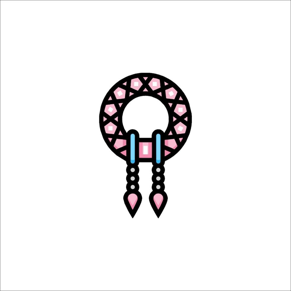 A pink and blue feather headband with a bow vector