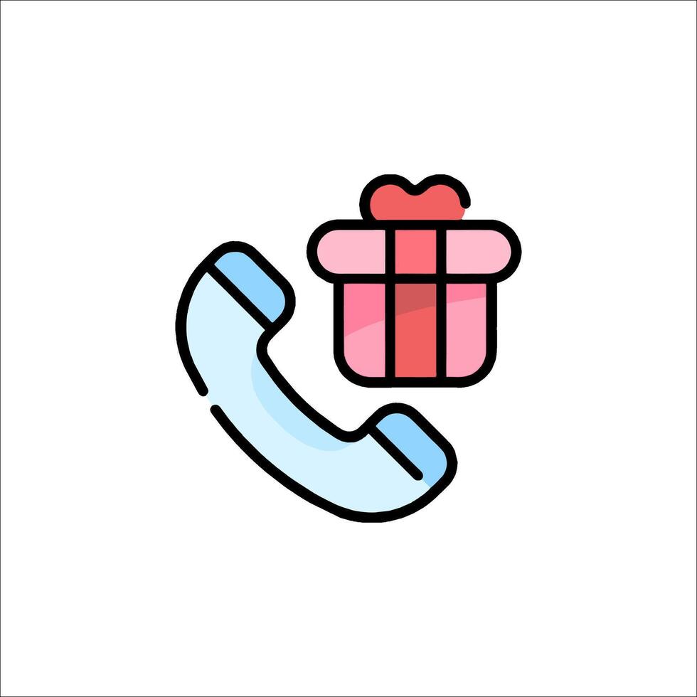 Phone call icon with gift box and phone vector