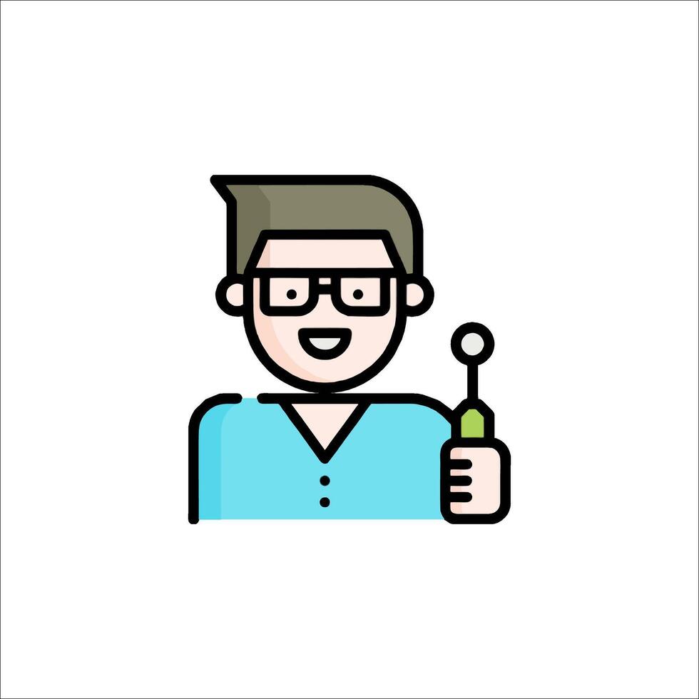 A man with glasses holding a toothbrush vector