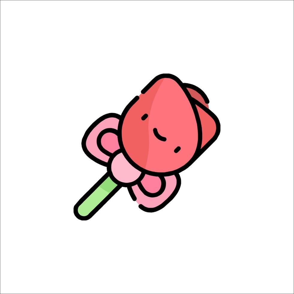 A cute pink flower with a bow on it vector