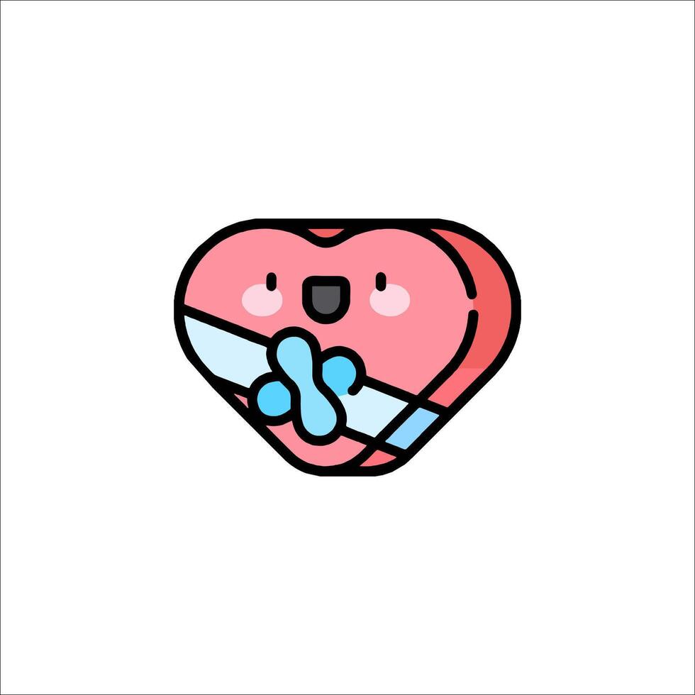 A cute heart with a bow on it vector