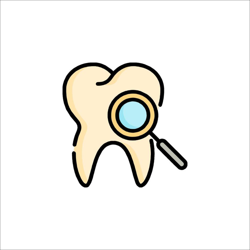 Tooth with magnifying glass icon vector