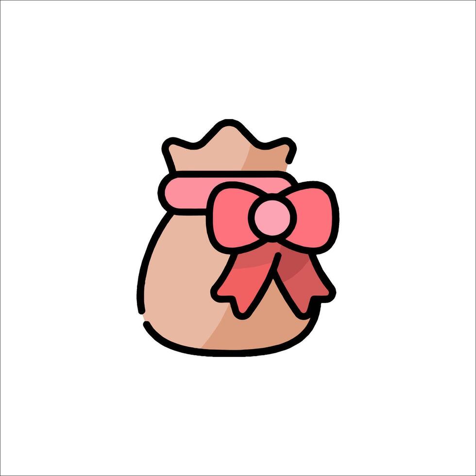 A bag with a bow on it, with a pink ribbon vector