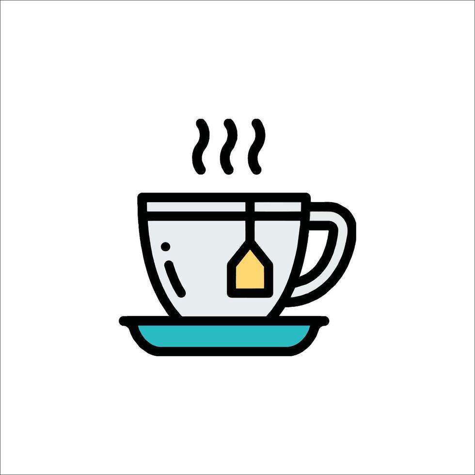 Tea cup icon with steam and tea bag vector