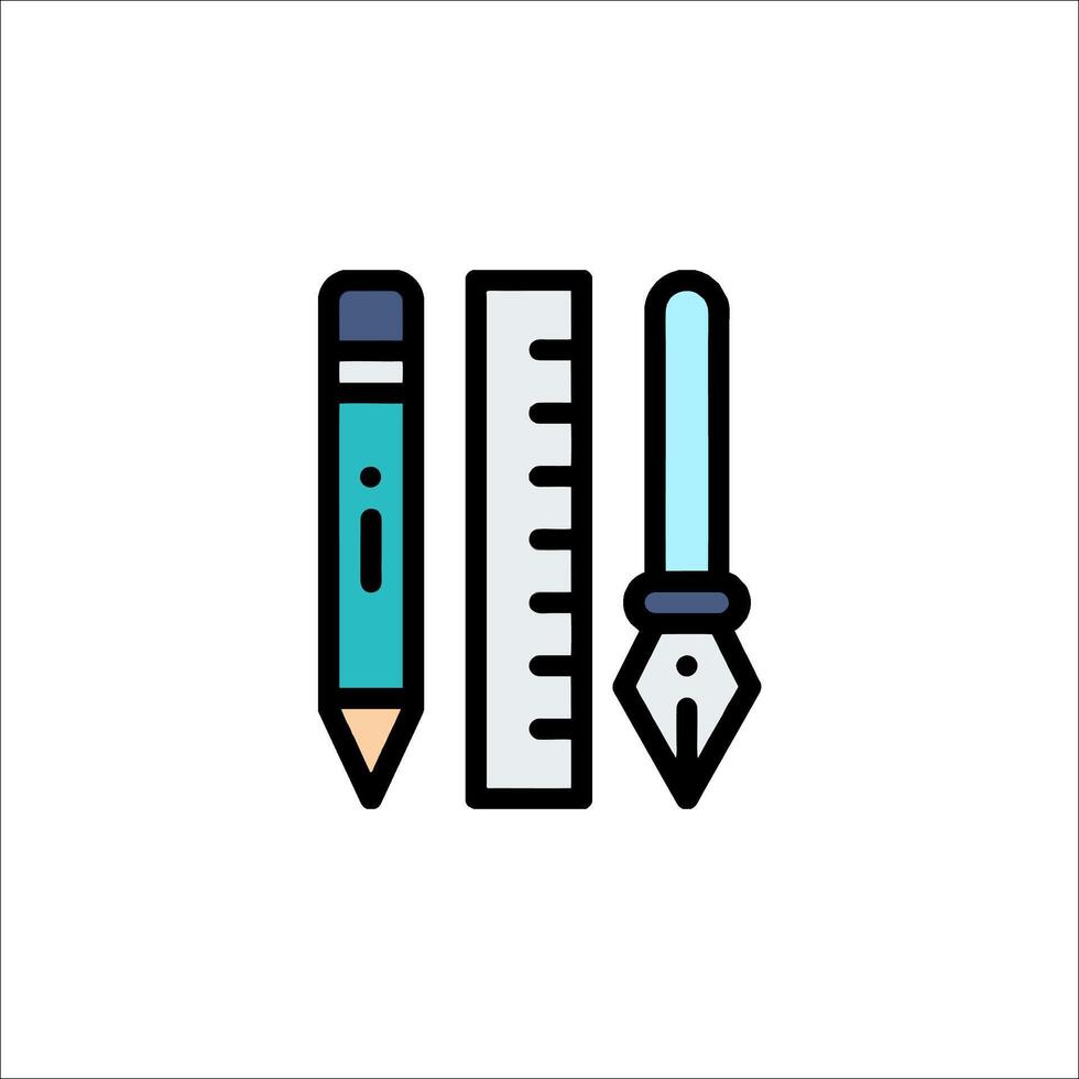 A pencil, ruler and pen icon vector