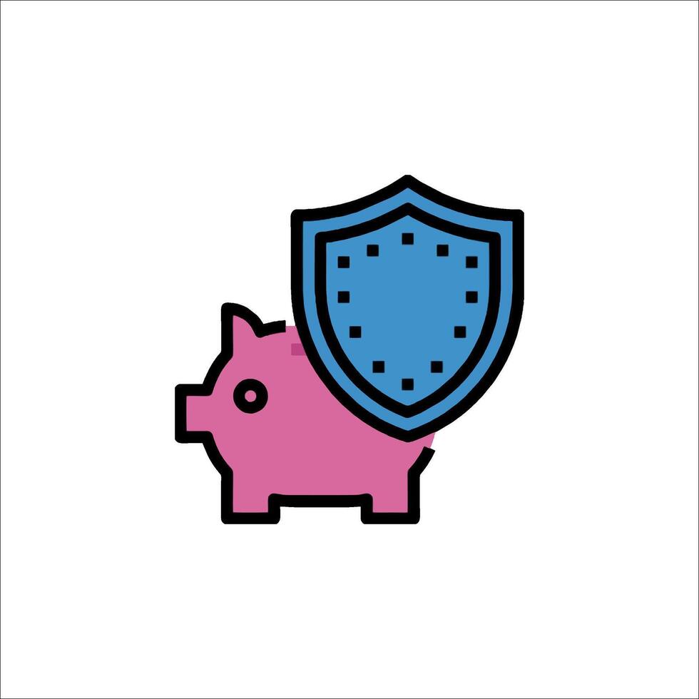 Piggy bank with shield icon vector